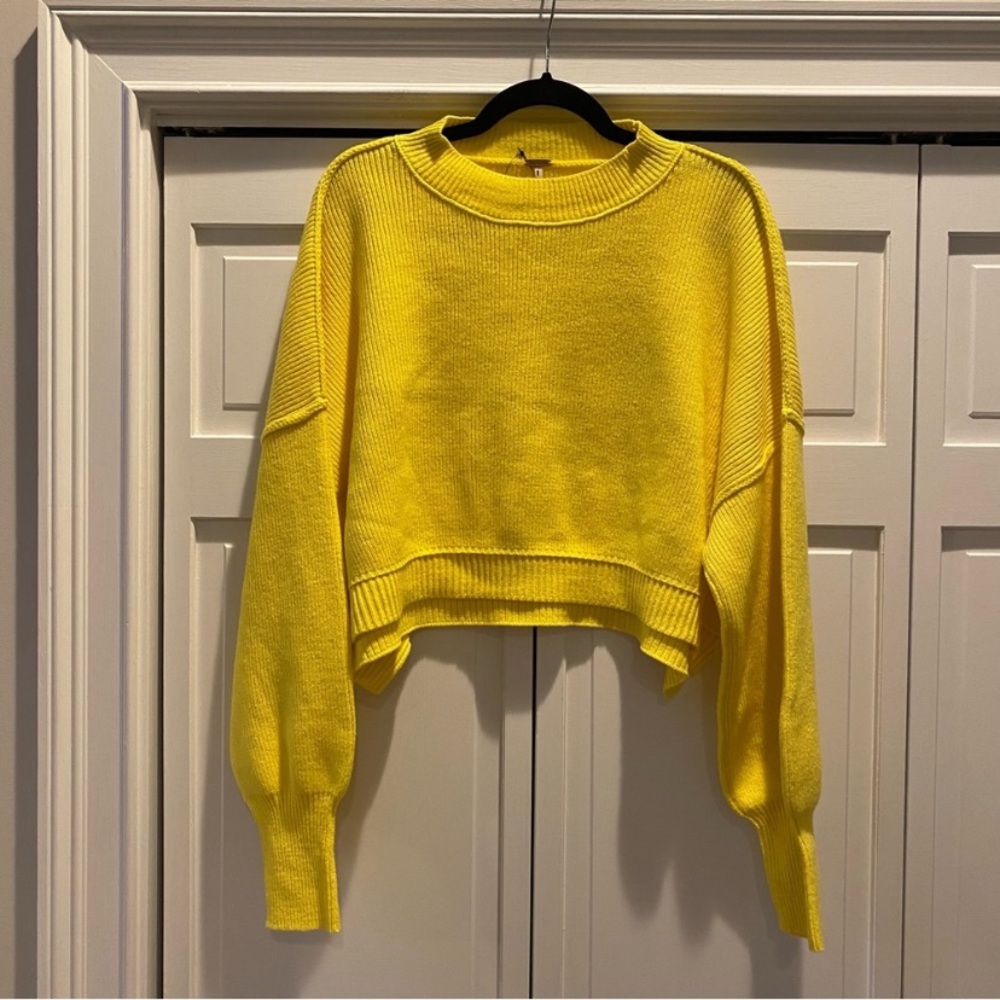 Free People Easy Street Crop Mock Neck Pullover Oversized Sweater | Size Small - Picture 5 of 8